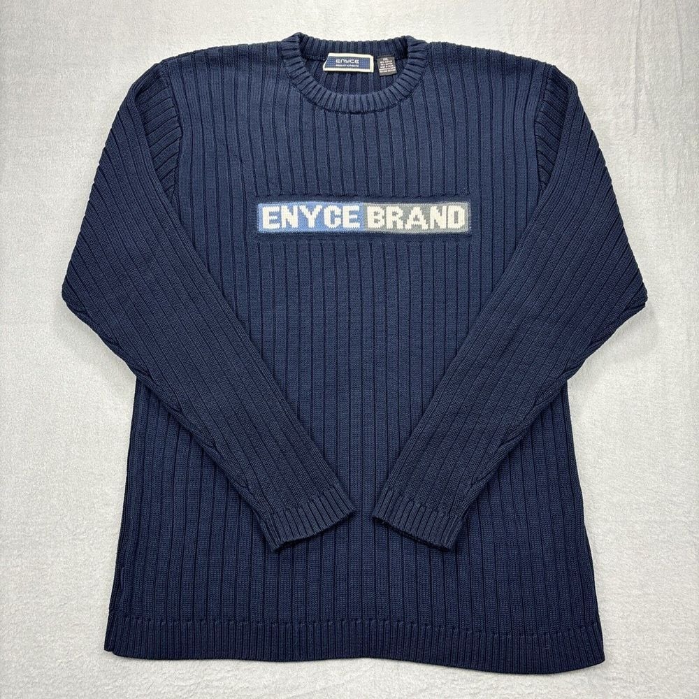 VTG Enyce Sweater Mens 2XL Blue Pullover Spell Out Streetwear Y2K Hip Hop Grunge